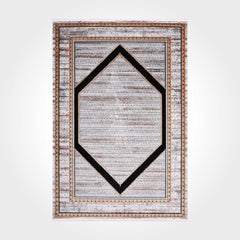 Viscose Area Rug – Machine Made Geometric Cream Rug With Cotton Weft