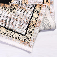 Viscose Area Rug – Machine Made Geometric Cream Rug With Cotton Weft