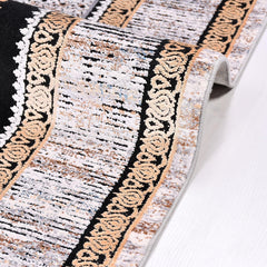 Viscose Area Rug – Machine Made Geometric Cream Rug With Cotton Weft