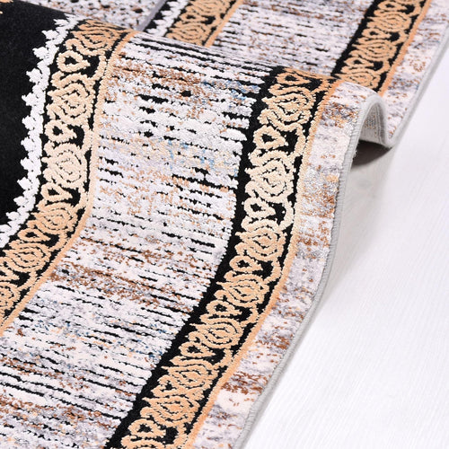 Viscose Area Rug – Machine Made Geometric Cream Rug With Cotton Weft