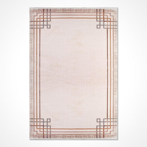 Viscose Area Rug – Machine Made Cream Frame Rug With Overlocked Edge