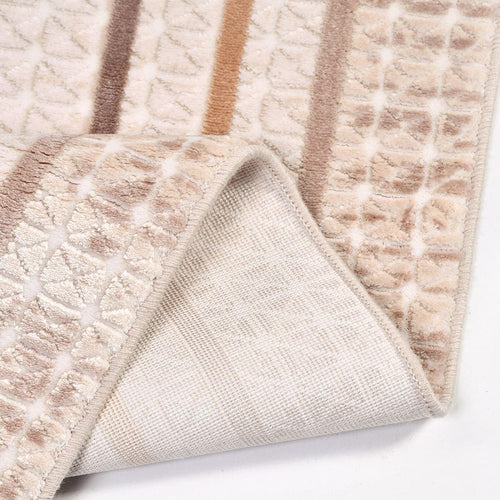 Viscose Area Rug – Machine Made Cream Frame Rug With Overlocked Edge