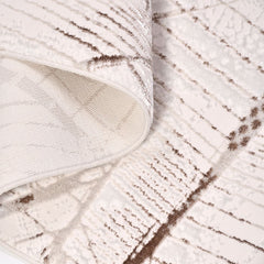 Adrianna Cream Geometric Machine Made Area Rug