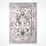 Vintage Area Rug - Grey Machine Made Rug With 6mm Pile, Washable Non Slip