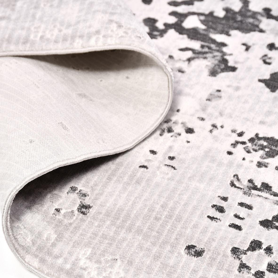 Vintage Area Rug - Grey Machine Made Rug With 6mm Pile, Washable Non Slip