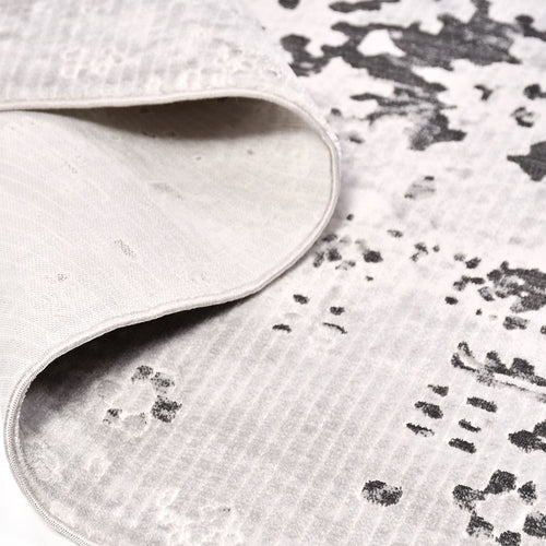 Vintage Area Rug - Grey Machine Made Rug With 6mm Pile, Washable Non Slip