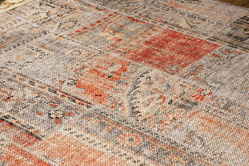 Patchwork Area Rug - Brown Cotton Chenille Digital Print Carpet for Living Room