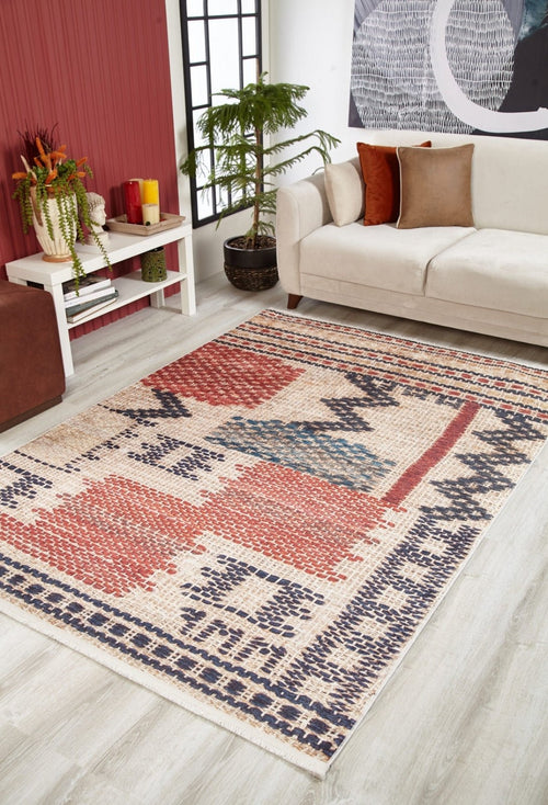 Digital Print Area Rug – Beige Geometric Non Slip High Quality Carpet