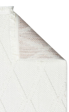 Cream Geometric Area Rug - Machine Made Rug | Dustproof Flatweave Carpet