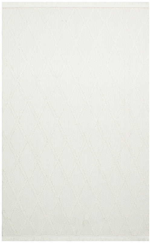 Cream Geometric Area Rug - Machine Made Rug | Dustproof Flatweave Carpet