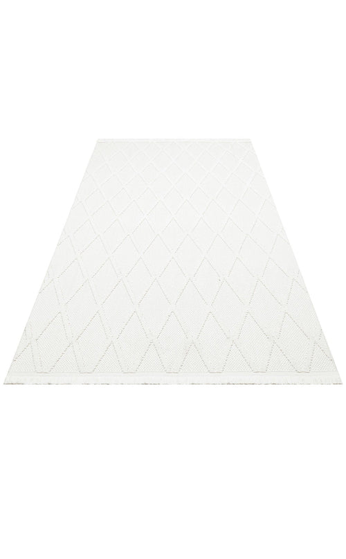 Cream Geometric Area Rug - Machine Made Rug | Dustproof Flatweave Carpet