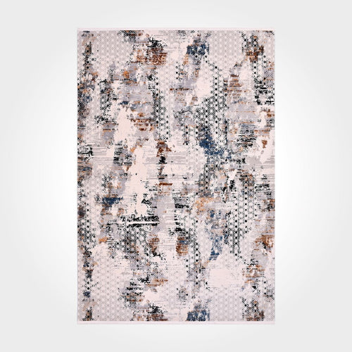 Modern Viscose Area Rug – Machine Made Grey Rug with Overlocked Edge Finish