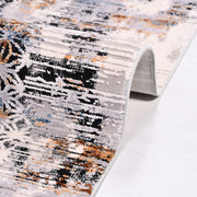 Modern Viscose Area Rug – Machine Made Grey Rug with Overlocked Edge Finish