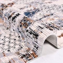 Modern Viscose Area Rug – Machine Made Grey Rug with Overlocked Edge Finish