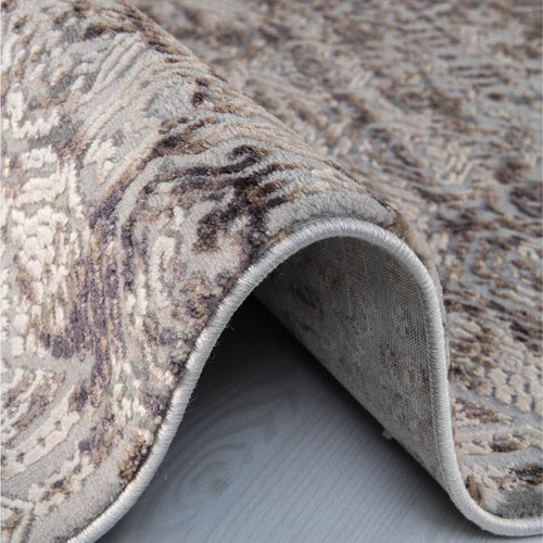 Vintage Area Rug - Machine Made Brown Rug With 10 Mm Pile & Overlocked Edge