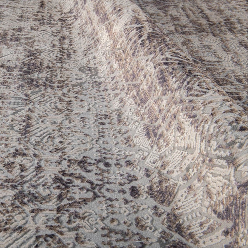 Vintage Area Rug - Machine Made Brown Rug With 10 Mm Pile & Overlocked Edge