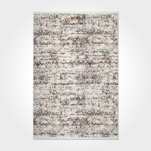 Vintage Area Rug - Machine Made Brown Rug With 10 Mm Pile & Overlocked Edge