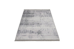 Grey Striped Area Rug - Cotton Chenille Digital Print Carpet for Modern Living Room