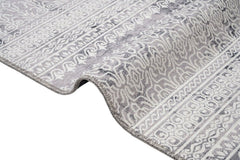 Grey Striped Area Rug - Cotton Chenille Digital Print Carpet for Modern Living Room