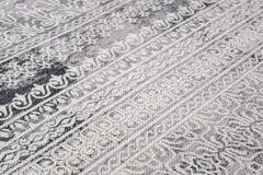 Grey Striped Area Rug - Cotton Chenille Digital Print Carpet for Modern Living Room