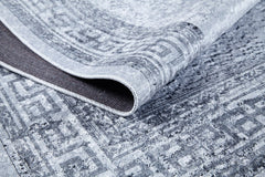 Grey Area Rug – Digital Print Frame Design | Non Slip Antibacterial Carpet