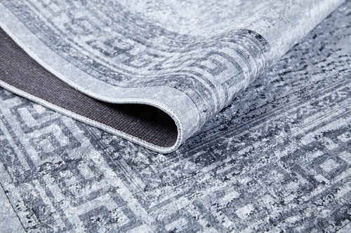 Grey Area Rug – Digital Print Frame Design | Non Slip Antibacterial Carpet