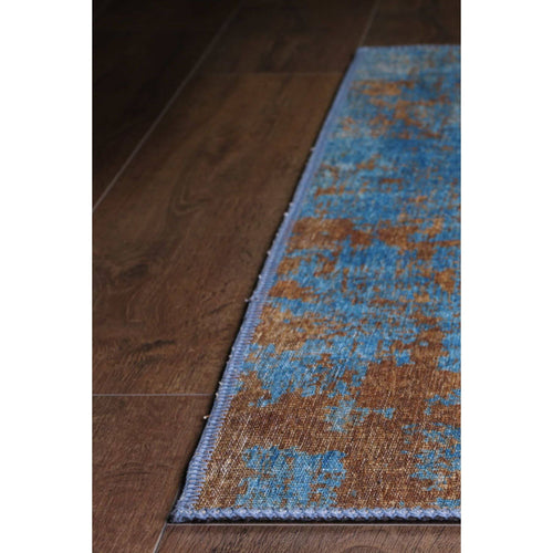 Modern Cotton Area Rug – Washable Non Slip Blue Microfiber Carpet for Living Room