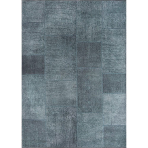 Blue Patchwork Area Rug – Washable Non Slip Cotton Carpet for Living Room
