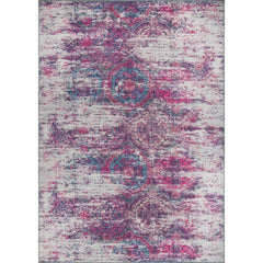 Purple Ethnic Area Rug – Washable Non Slip Cotton Decorative Floor Carpet
