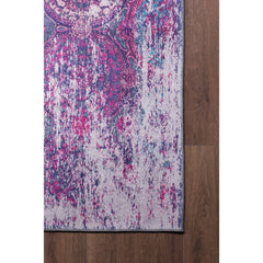 Purple Ethnic Area Rug – Washable Non Slip Cotton Decorative Floor Carpet