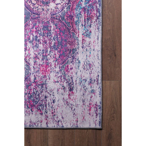 Purple Ethnic Area Rug – Washable Non Slip Cotton Decorative Floor Carpet
