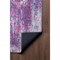 Purple Ethnic Area Rug – Washable Non Slip Cotton Decorative Floor Carpet