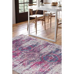 Purple Ethnic Area Rug – Washable Non Slip Cotton Decorative Floor Carpet