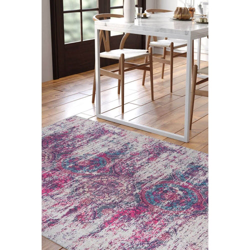 Purple Ethnic Area Rug – Washable Non Slip Cotton Decorative Floor Carpet