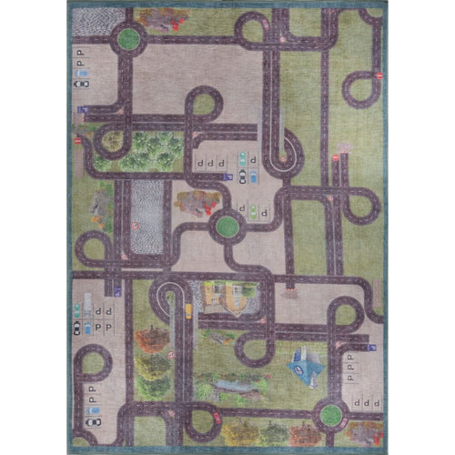 Kids Digital Print Rug - Purple Cotton Washable Non Slip Area Carpet