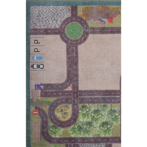 Kids Digital Print Rug - Purple Cotton Washable Non Slip Area Carpet