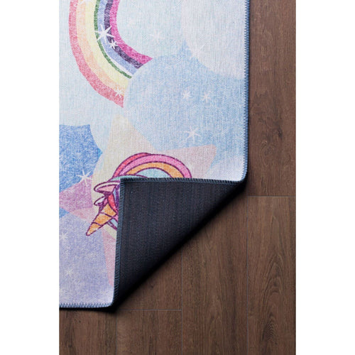 Kids Digital Print Rug – Washable Non Slip Blue Polyester Woven Carpet