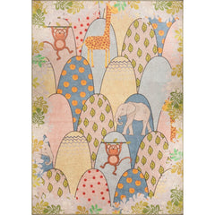 Kids Cotton Rug - Washable Non Slip Yellow Decorative Area Rug With Soft Microfiber