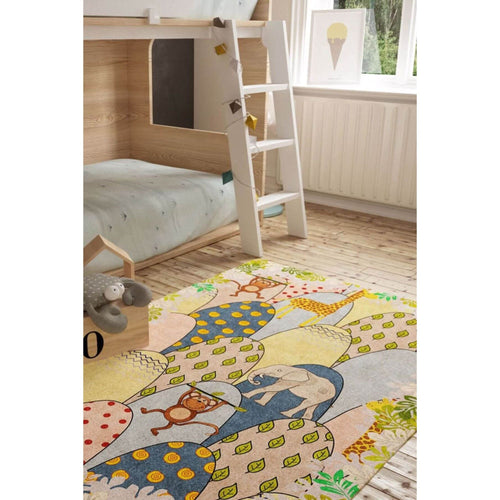 Kids Cotton Rug - Washable Non Slip Yellow Decorative Area Rug With Soft Microfiber
