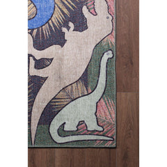 Kids Digital Print Rug - Washable Non Slip Brown Cotton Area Rug for Playroom