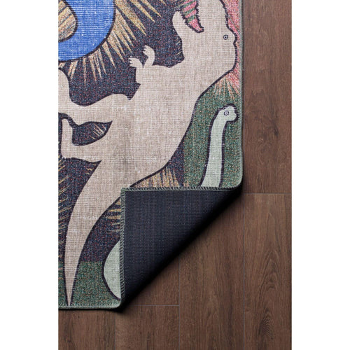 Kids Digital Print Rug - Washable Non Slip Brown Cotton Area Rug for Playroom