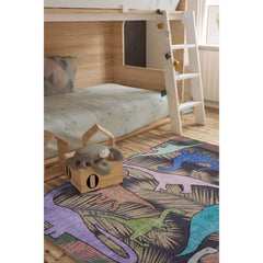 Kids Digital Print Rug - Washable Non Slip Brown Cotton Area Rug for Playroom