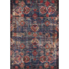 Ethnic Cotton Area Rug – Washable Non Slip Blue Microfiber Carpet