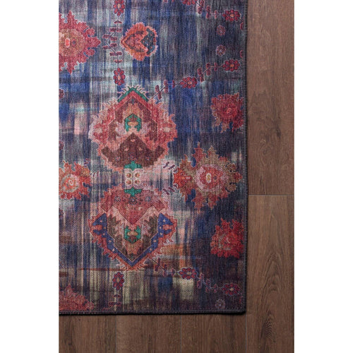 Ethnic Cotton Area Rug – Washable Non Slip Blue Microfiber Carpet