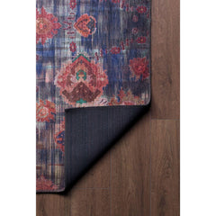 Ethnic Cotton Area Rug – Washable Non Slip Blue Microfiber Carpet