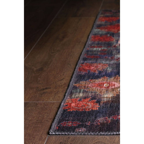 Ethnic Cotton Area Rug – Washable Non Slip Blue Microfiber Carpet