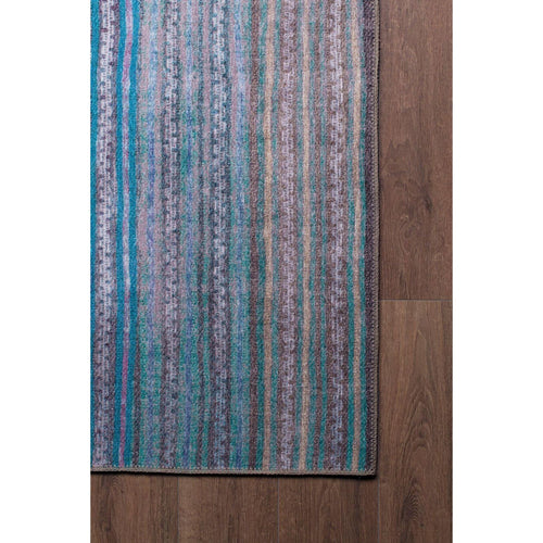 Blue Striped Area Rug – Washable Non Slip Cotton Area Rug for Living Room