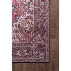 Digital Print Area Rug - Red Medallion Cotton Carpet | Soft Dust Resistant Microfiber