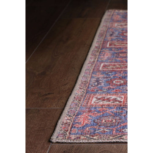 Digital Print Area Rug - Washable Non Slip Red Medallion Cotton Carpet