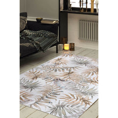 Floral Cotton Area Rug – Soft Microfiber Brown Floral Carpet Washable Non Slip
